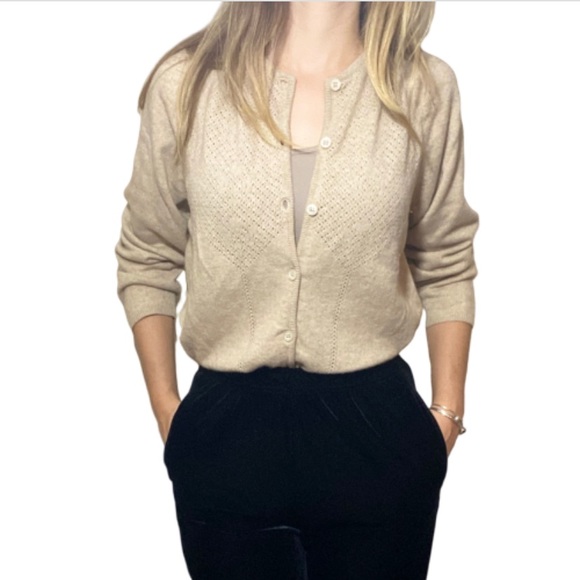 Les Copains Sweaters - Les Copains camel colour wool silk cardigan